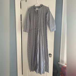 Margot Molyneux Long Gingham Navy Dress